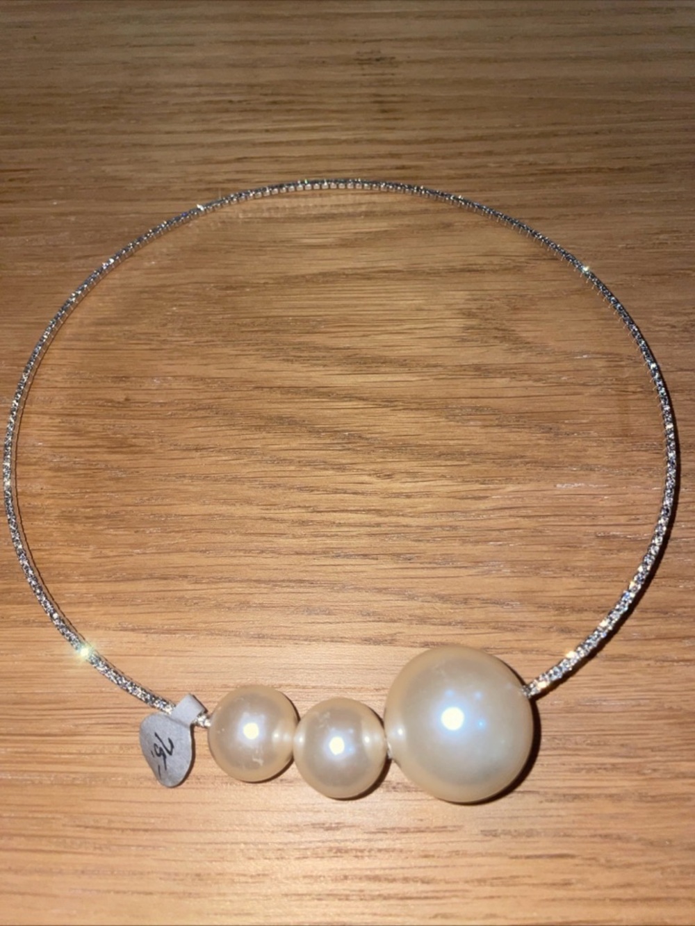 NWT Silver Tone Faux Pearl Rhinestone Collar Choker Necklace
